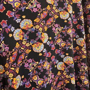LuLaRoe Black Gold Pink Purple Floral Maxi Skirt XL RUNS BIG EUC Workwear Casu
